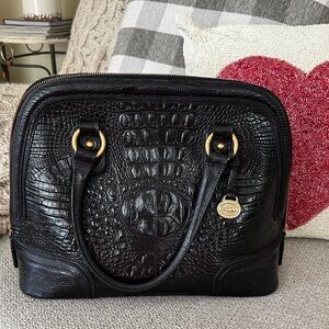 Brahmin Black Crocodile-Embossed Satchel